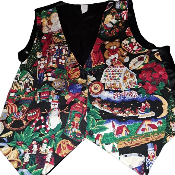NWT- TWO Adorable Holiday Vests for Men or Women Tie Backs XL - Picture 2 of 11